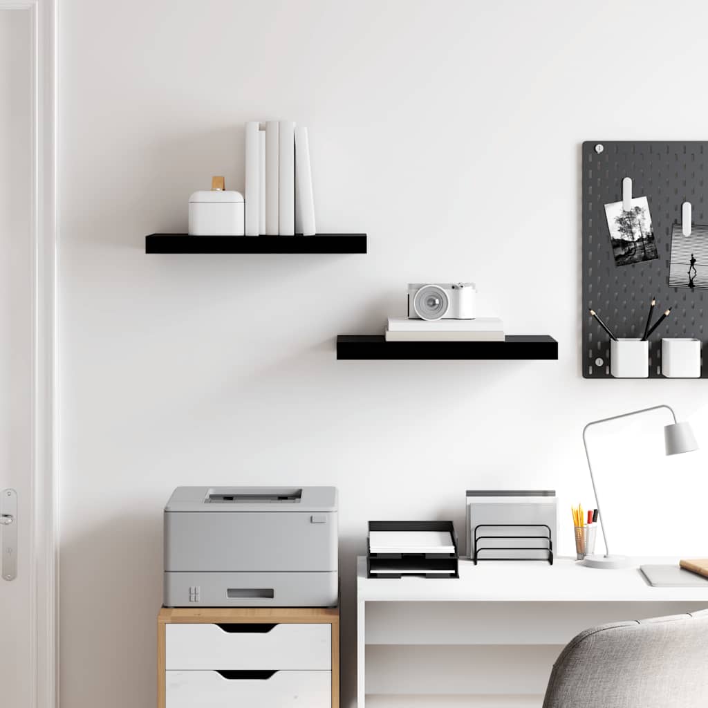 Wandschappen zwevend 2 st 50x23,5x3,8 cm MDF hoogglans zwart is nu te koop bij PeponiXL, paradijselijk wonen!