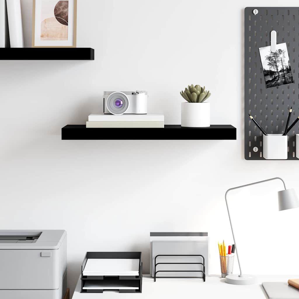 Wandschap zwevend 60x23,5x3,8 cm MDF hoogglans zwart is nu te koop bij PeponiXL, paradijselijk wonen!