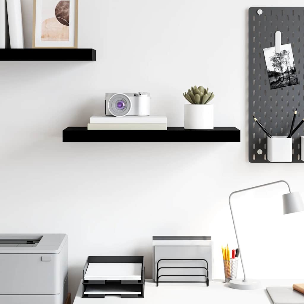 Wandschap zwevend 60x23,5x3,8 cm MDF hoogglans zwart is nu te koop bij PeponiXL, paradijselijk wonen!