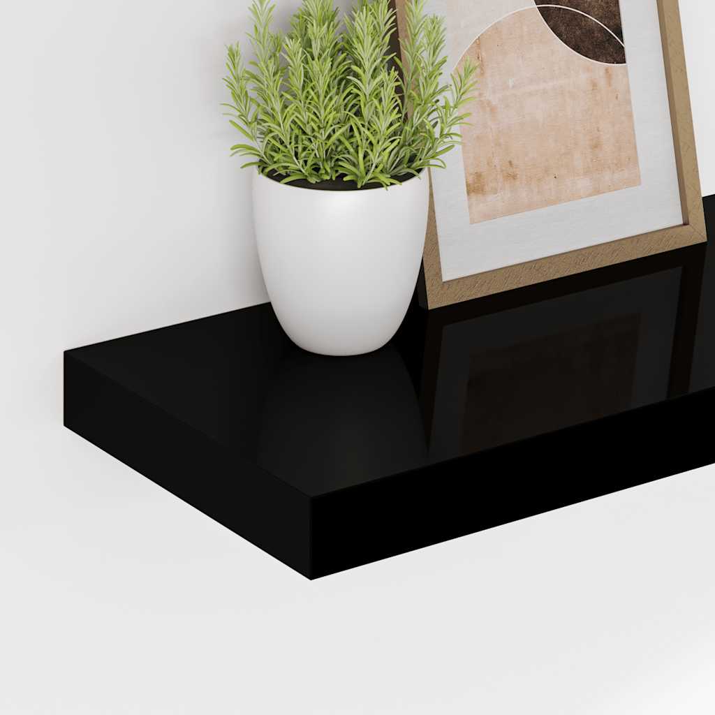Wandschap zwevend 60x23,5x3,8 cm MDF hoogglans zwart is nu te koop bij PeponiXL, paradijselijk wonen!