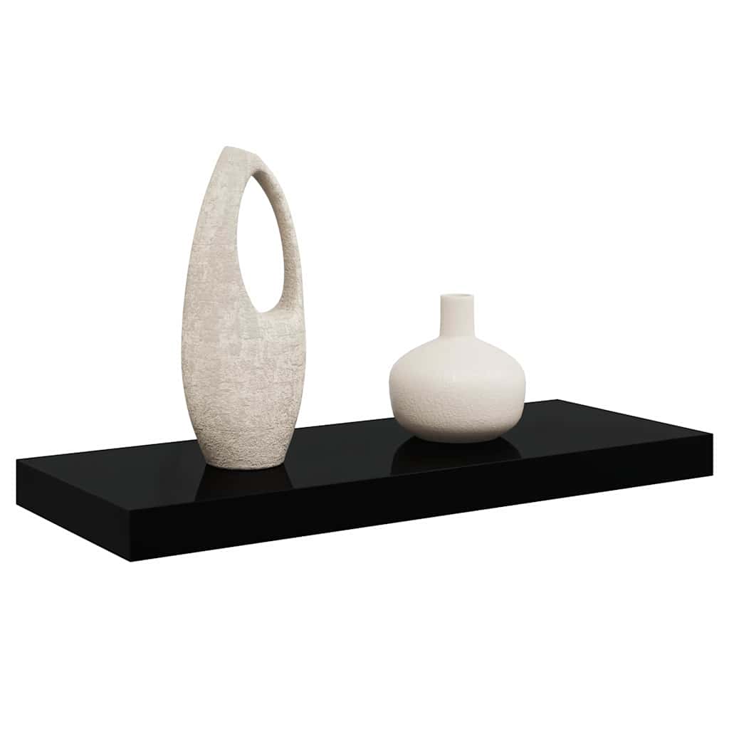 Wandschap zwevend 60x23,5x3,8 cm MDF hoogglans zwart is nu te koop bij PeponiXL, paradijselijk wonen!