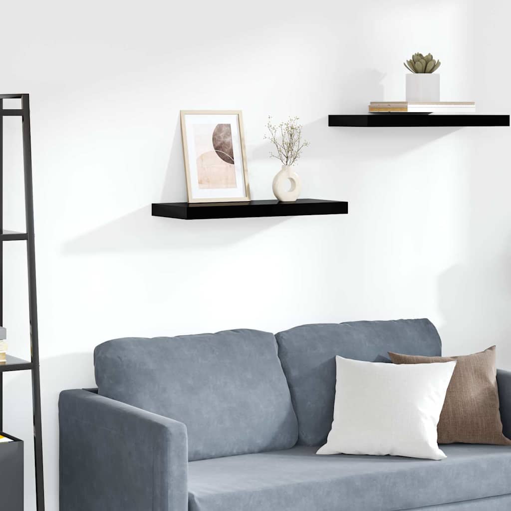 Wandschap zwevend 60x23,5x3,8 cm MDF hoogglans zwart is nu te koop bij PeponiXL, paradijselijk wonen!