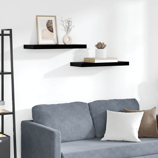 Wandschappen zwevend 2 st 60x23,5x3,8 cm MDF hoogglans zwart is nu te koop bij PeponiXL, paradijselijk wonen!