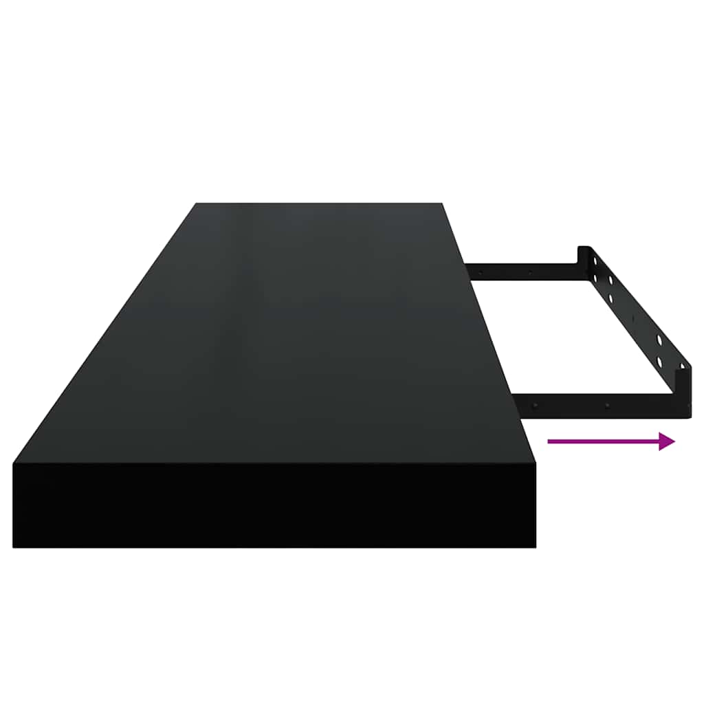 Wandschap zwevend 90x23,5x3,8 cm MDF hoogglans zwart is nu te koop bij PeponiXL, paradijselijk wonen!
