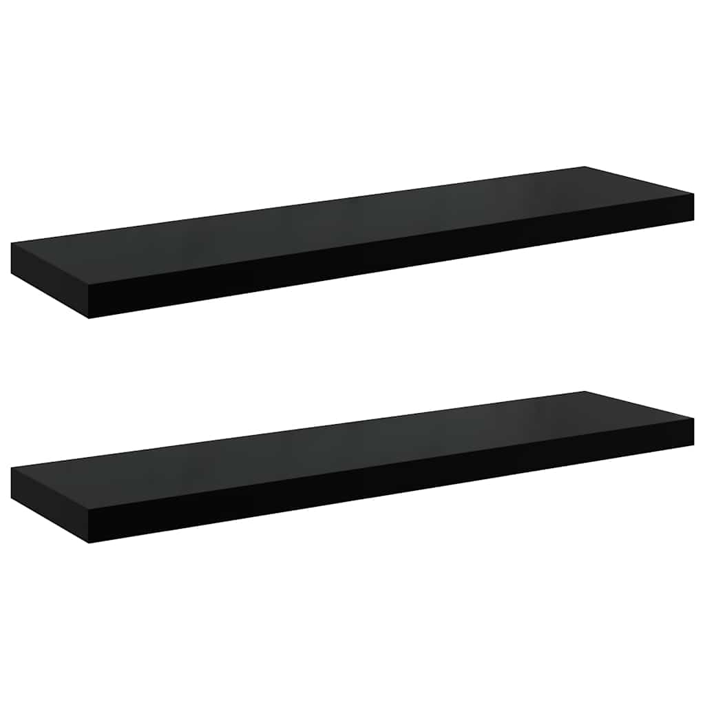 Wandschappen zwevend 2 st 90x23,5x3,8 cm MDF hoogglans zwart is nu te koop bij PeponiXL, paradijselijk wonen!