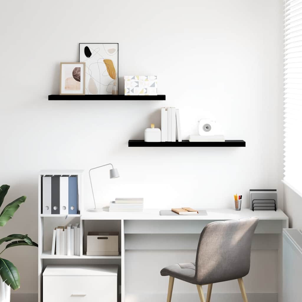 Wandschappen zwevend 2 st 90x23,5x3,8 cm MDF hoogglans zwart is nu te koop bij PeponiXL, paradijselijk wonen!