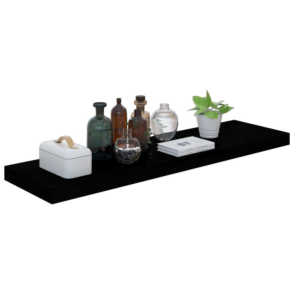 Wandschappen zwevend 2 st 90x23,5x3,8 cm MDF hoogglans zwart is nu te koop bij PeponiXL, paradijselijk wonen!