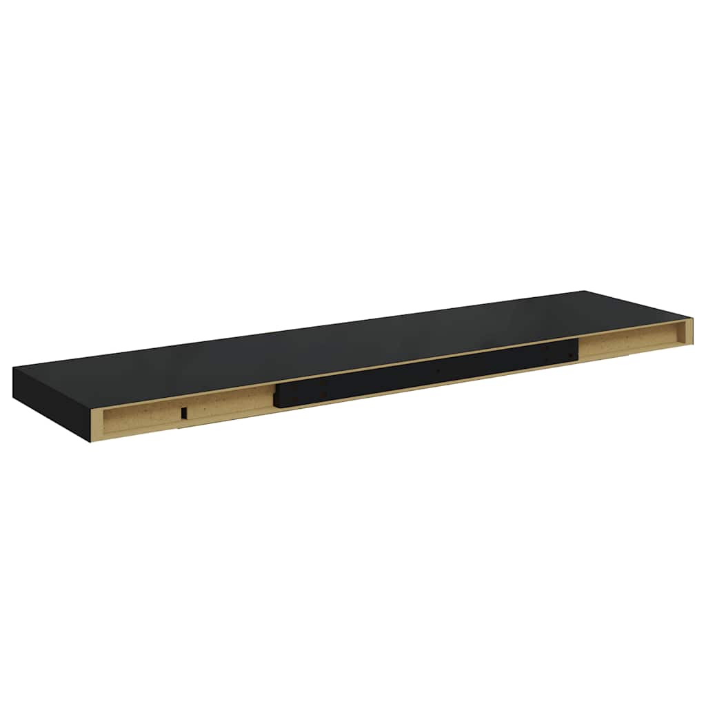 Wandschappen zwevend 2 st 90x23,5x3,8 cm MDF hoogglans zwart is nu te koop bij PeponiXL, paradijselijk wonen!