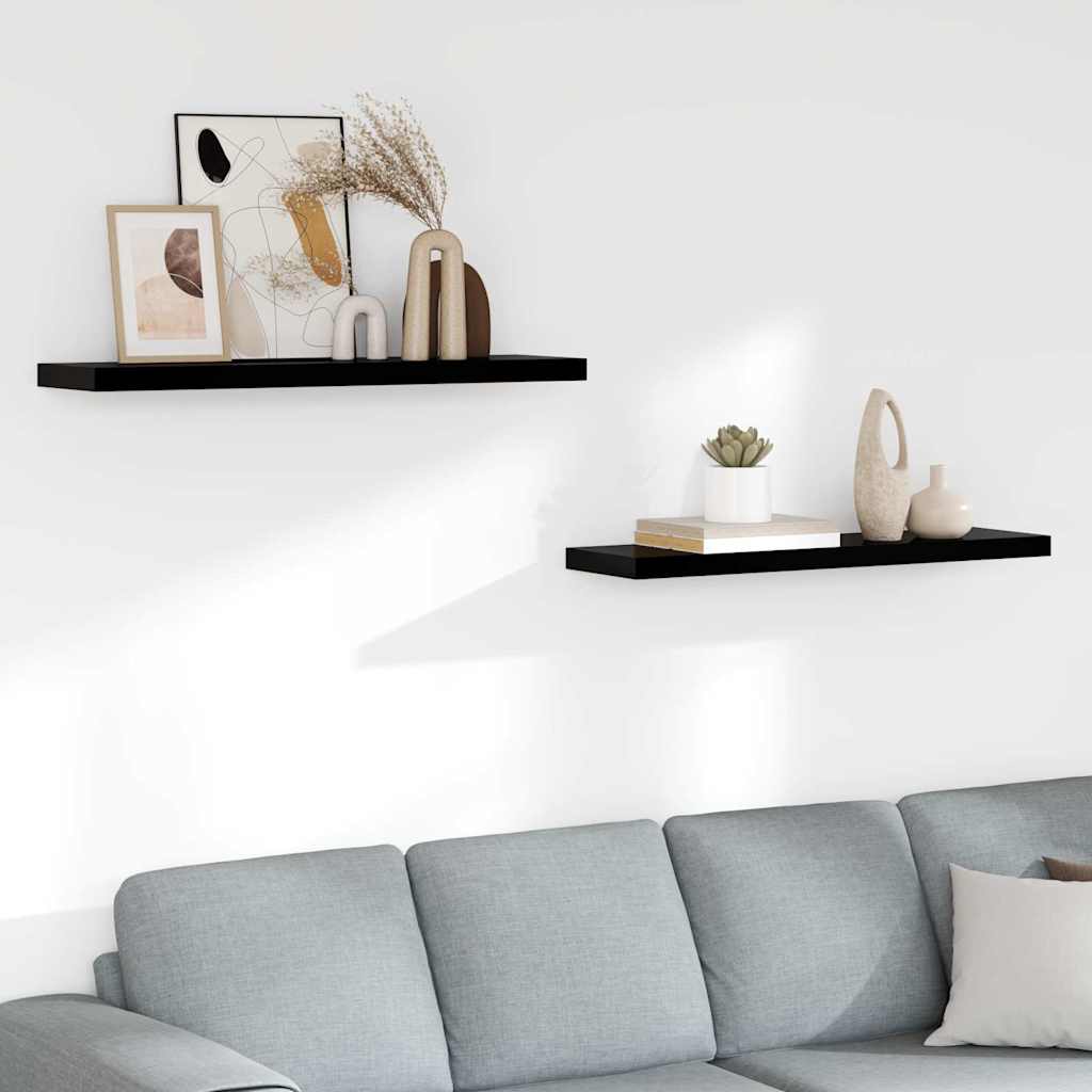 Wandschappen zwevend 2 st 90x23,5x3,8 cm MDF hoogglans zwart is nu te koop bij PeponiXL, paradijselijk wonen!