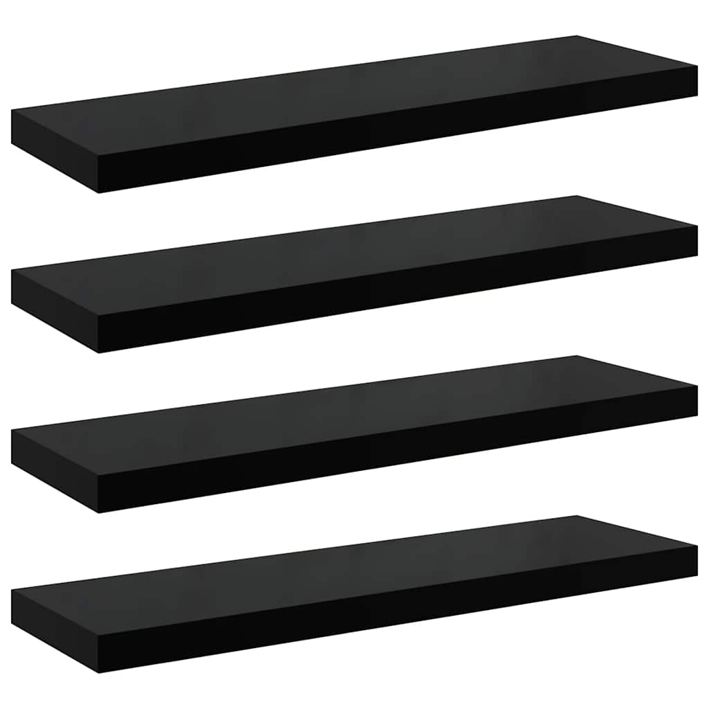 Wandschappen zwevend 4 st 90x23,5x3,8 cm MDF hoogglans zwart is nu te koop bij PeponiXL, paradijselijk wonen!