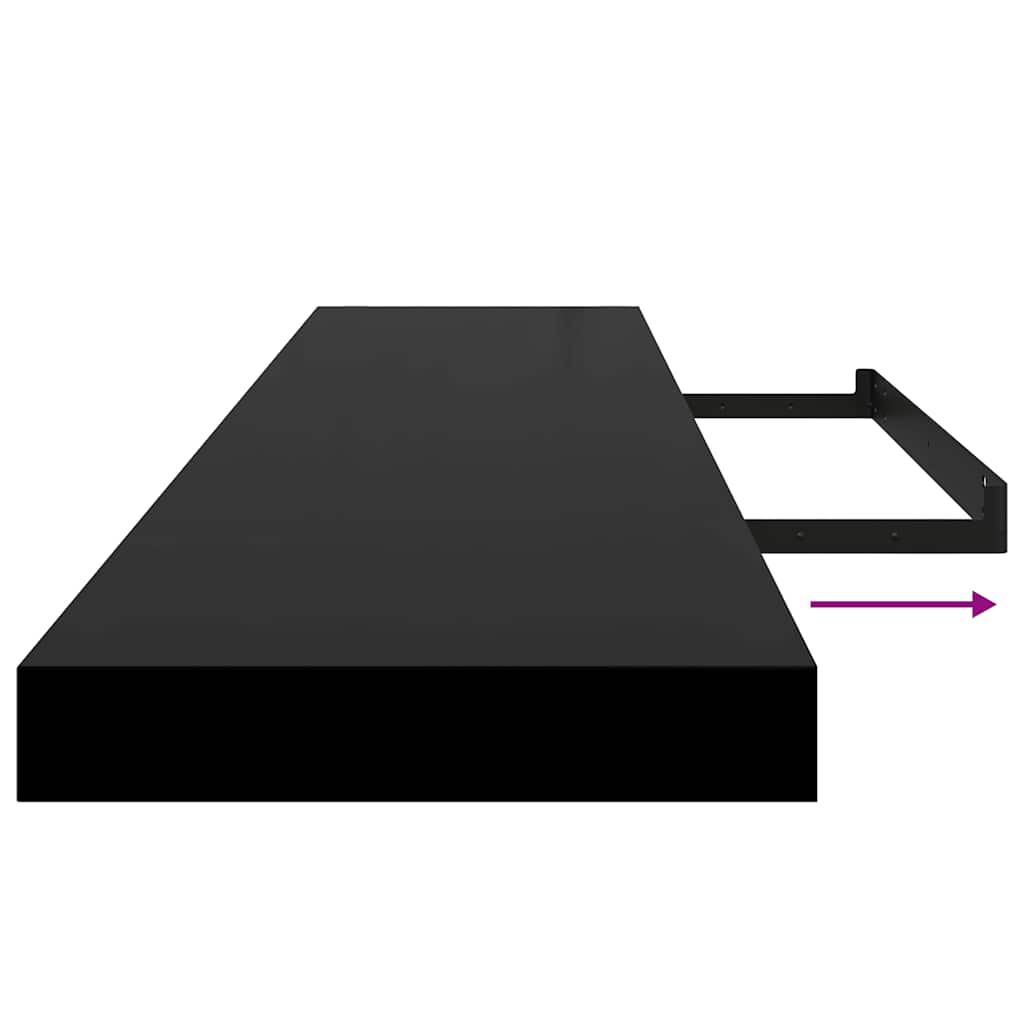 Wandschap zwevend 120x23,5x3,8 cm MDF hoogglans zwart is nu te koop bij PeponiXL, paradijselijk wonen!