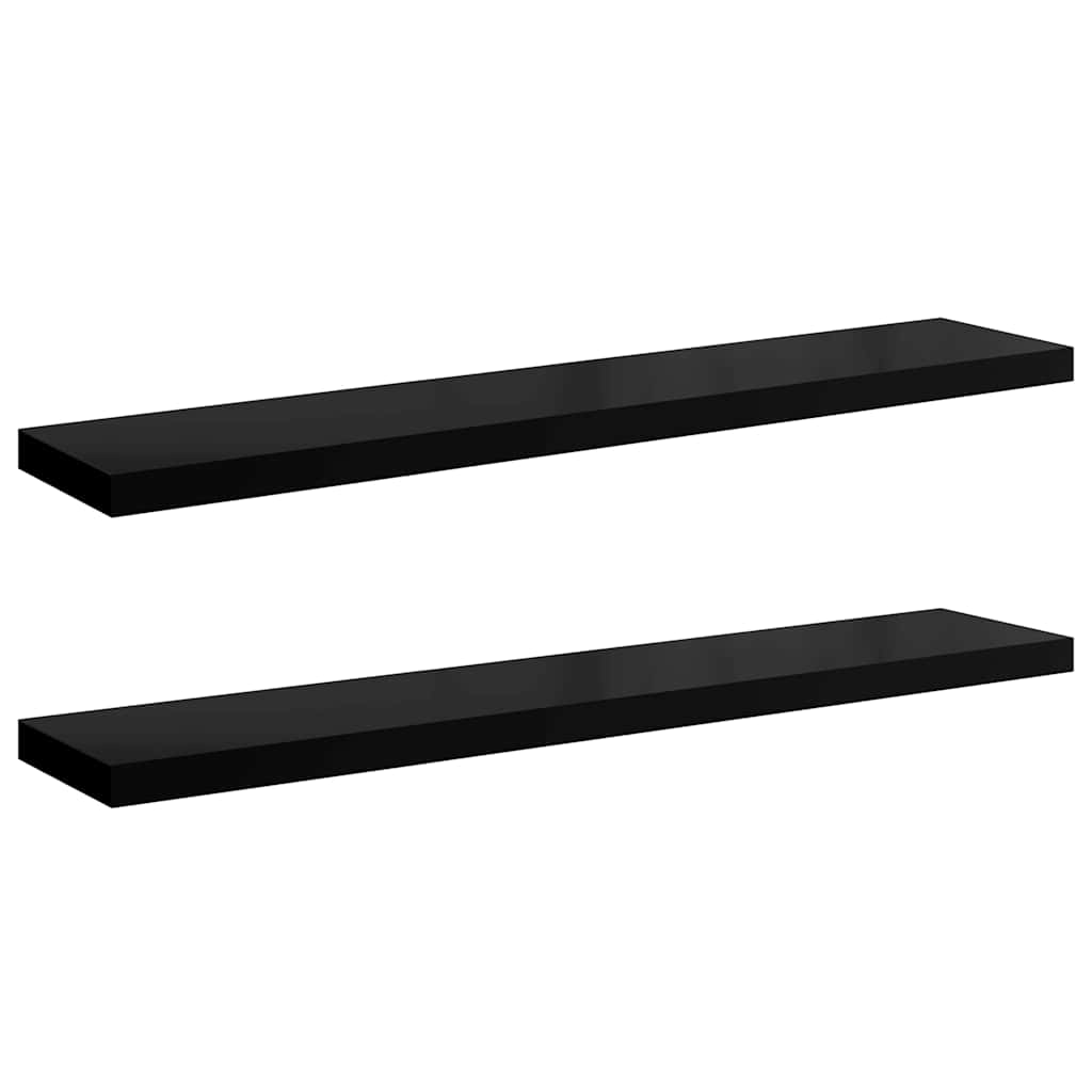 Wandschappen zwevend 2 st 120x23,5x3,8 cm MDF hoogglans zwart is nu te koop bij PeponiXL, paradijselijk wonen!