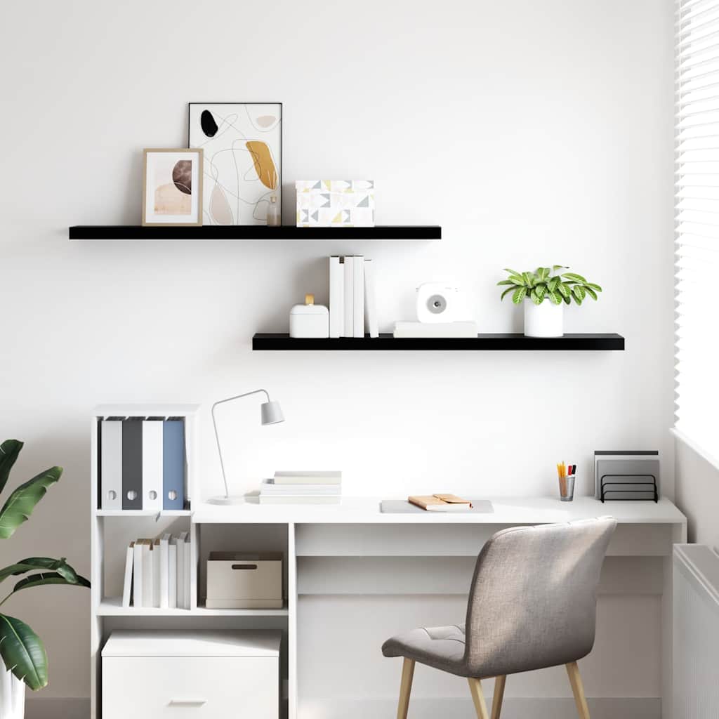 Wandschappen zwevend 2 st 120x23,5x3,8 cm MDF hoogglans zwart is nu te koop bij PeponiXL, paradijselijk wonen!