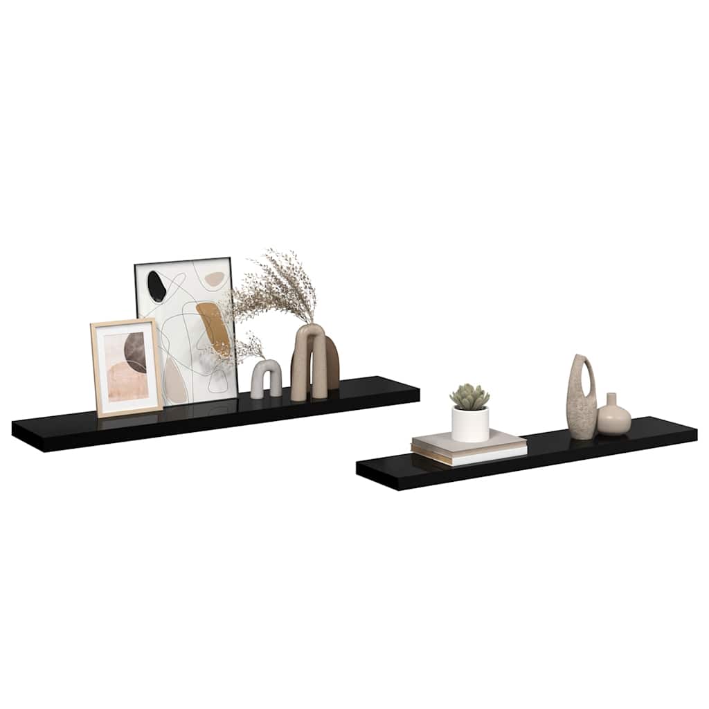 Wandschappen zwevend 2 st 120x23,5x3,8 cm MDF hoogglans zwart is nu te koop bij PeponiXL, paradijselijk wonen!