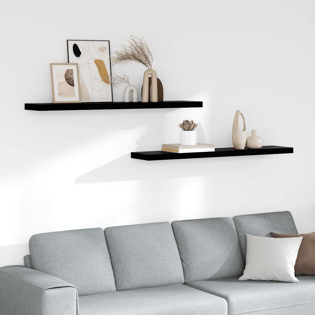 Wandschappen zwevend 2 st 120x23,5x3,8 cm MDF hoogglans zwart is nu te koop bij PeponiXL, paradijselijk wonen!