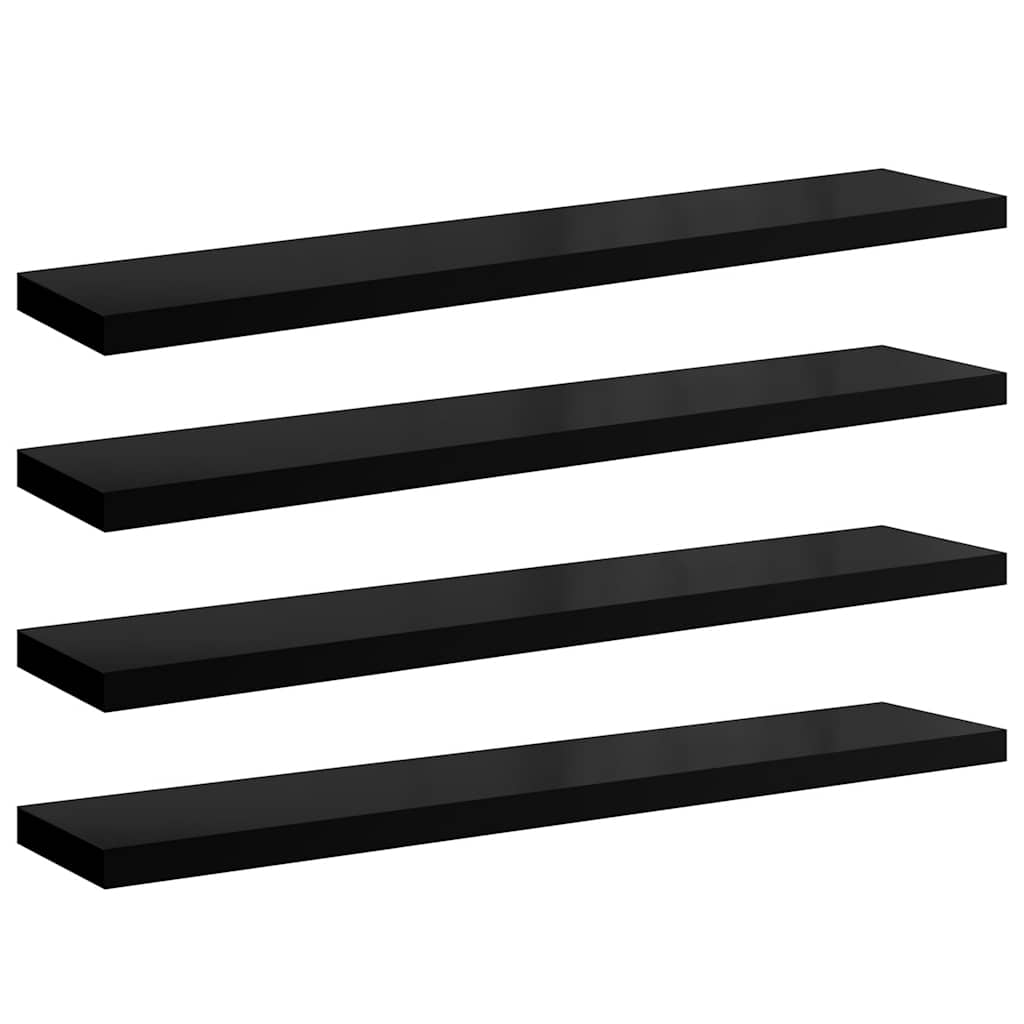 Wandschappen zwevend 4 st 120x23,5x3,8 cm MDF hoogglans zwart is nu te koop bij PeponiXL, paradijselijk wonen!