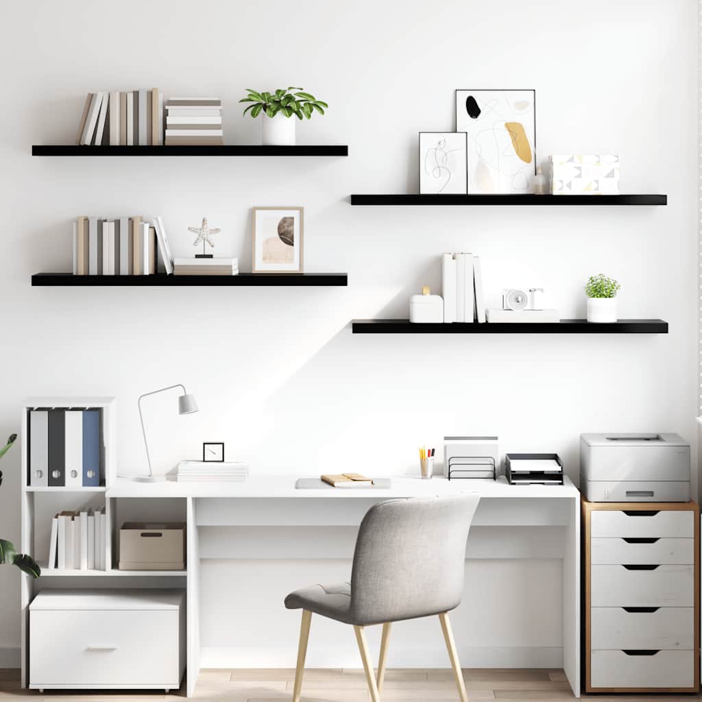 Wandschappen zwevend 4 st 120x23,5x3,8 cm MDF hoogglans zwart is nu te koop bij PeponiXL, paradijselijk wonen!
