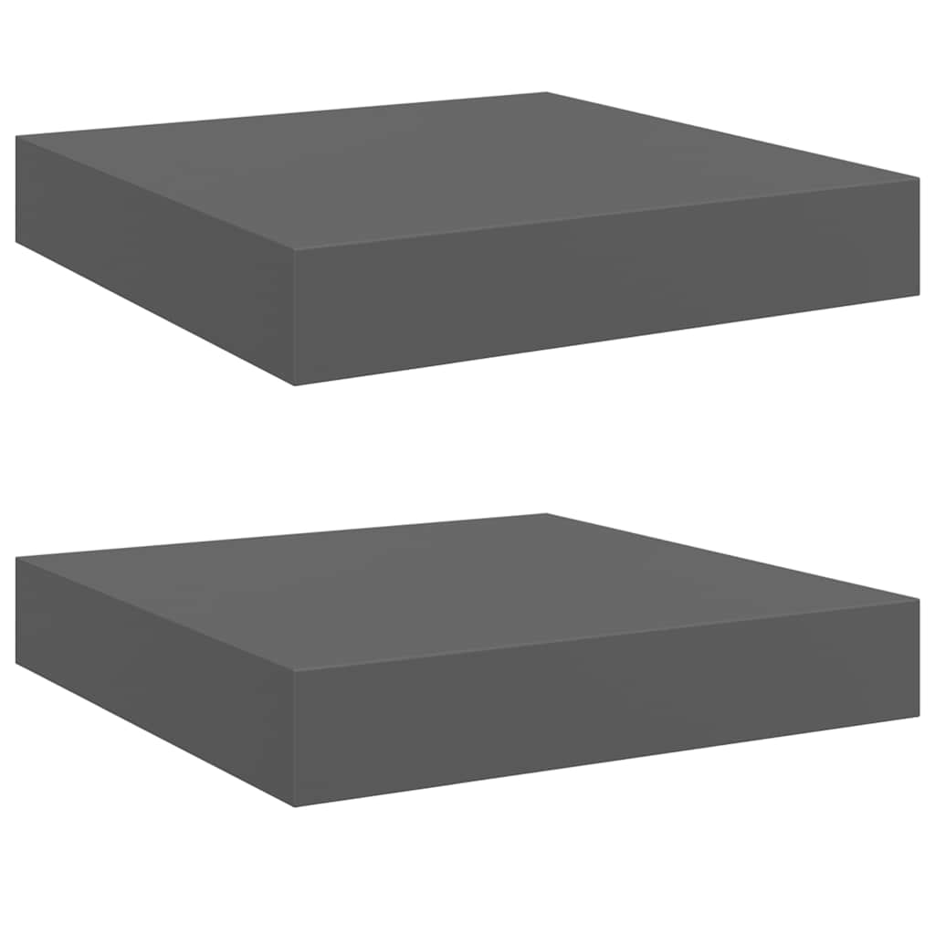 Wandschappen zwevend 2 st 23x23,5x3,8 cm MDF hoogglans grijs is nu te koop bij PeponiXL, paradijselijk wonen!