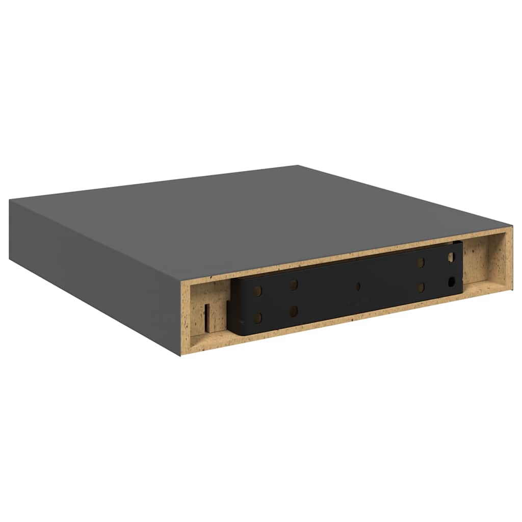Wandschappen zwevend 2 st 23x23,5x3,8 cm MDF hoogglans grijs is nu te koop bij PeponiXL, paradijselijk wonen!