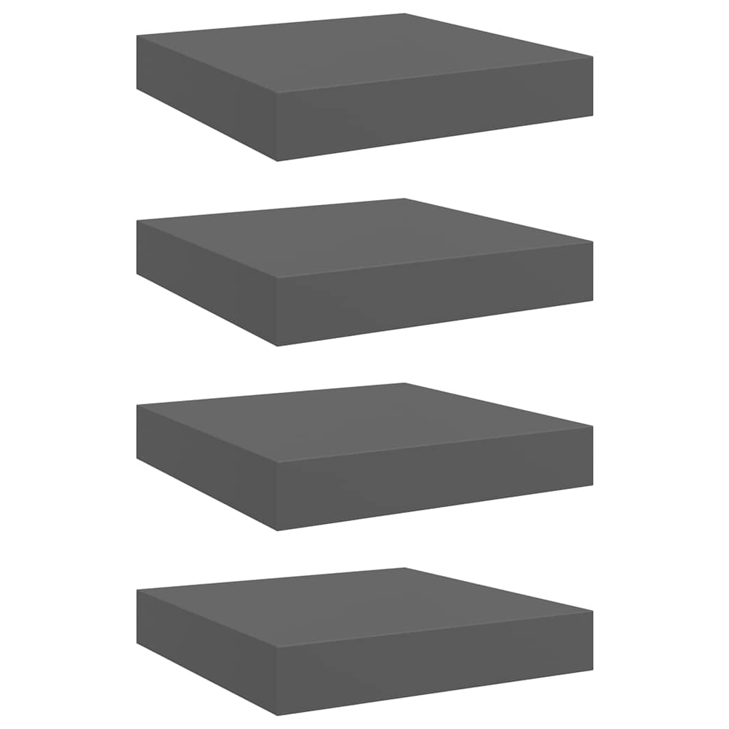 Wandschappen zwevend 4 st 23x23,5x3,8 cm MDF hoogglans grijs is nu te koop bij PeponiXL, paradijselijk wonen!