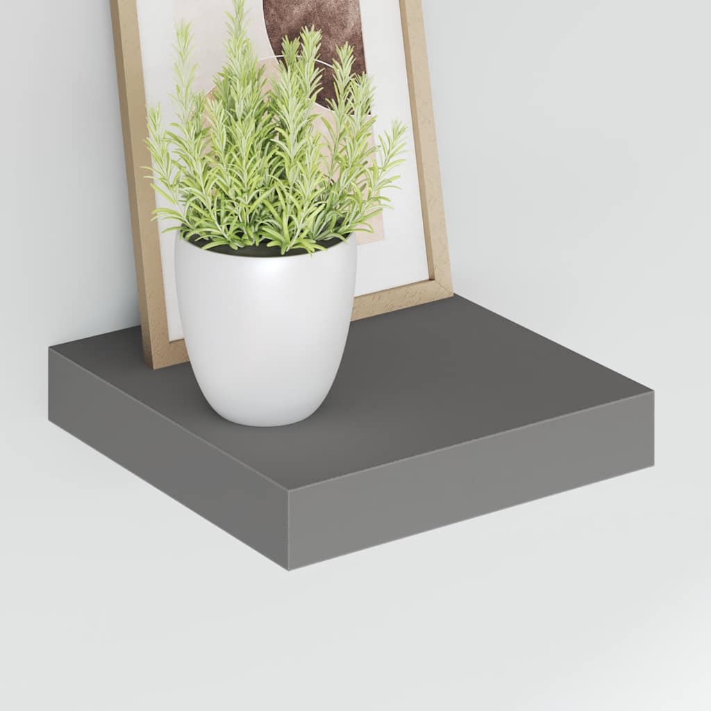 Wandschappen zwevend 4 st 23x23,5x3,8 cm MDF hoogglans grijs is nu te koop bij PeponiXL, paradijselijk wonen!