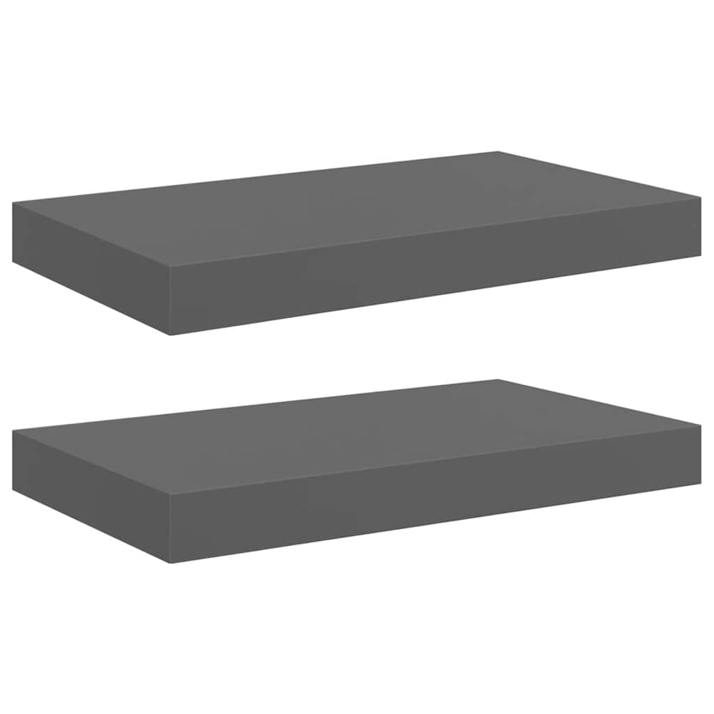 Wandschappen zwevend 2 st 40x23x3,8 cm MDF hoogglans grijs is nu te koop bij PeponiXL, paradijselijk wonen!