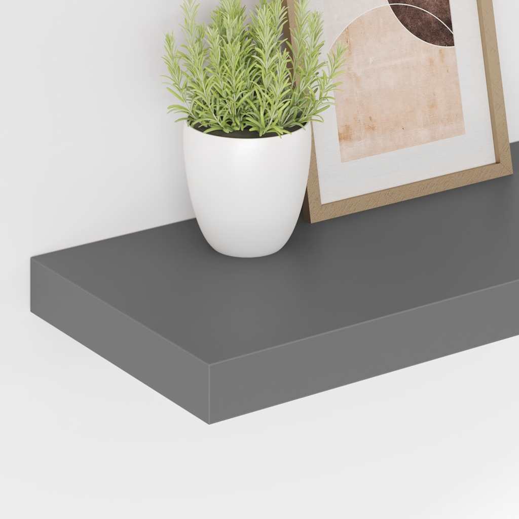 Wandschappen zwevend 2 st 50x23x3,8 cm MDF hoogglans grijs is nu te koop bij PeponiXL, paradijselijk wonen!