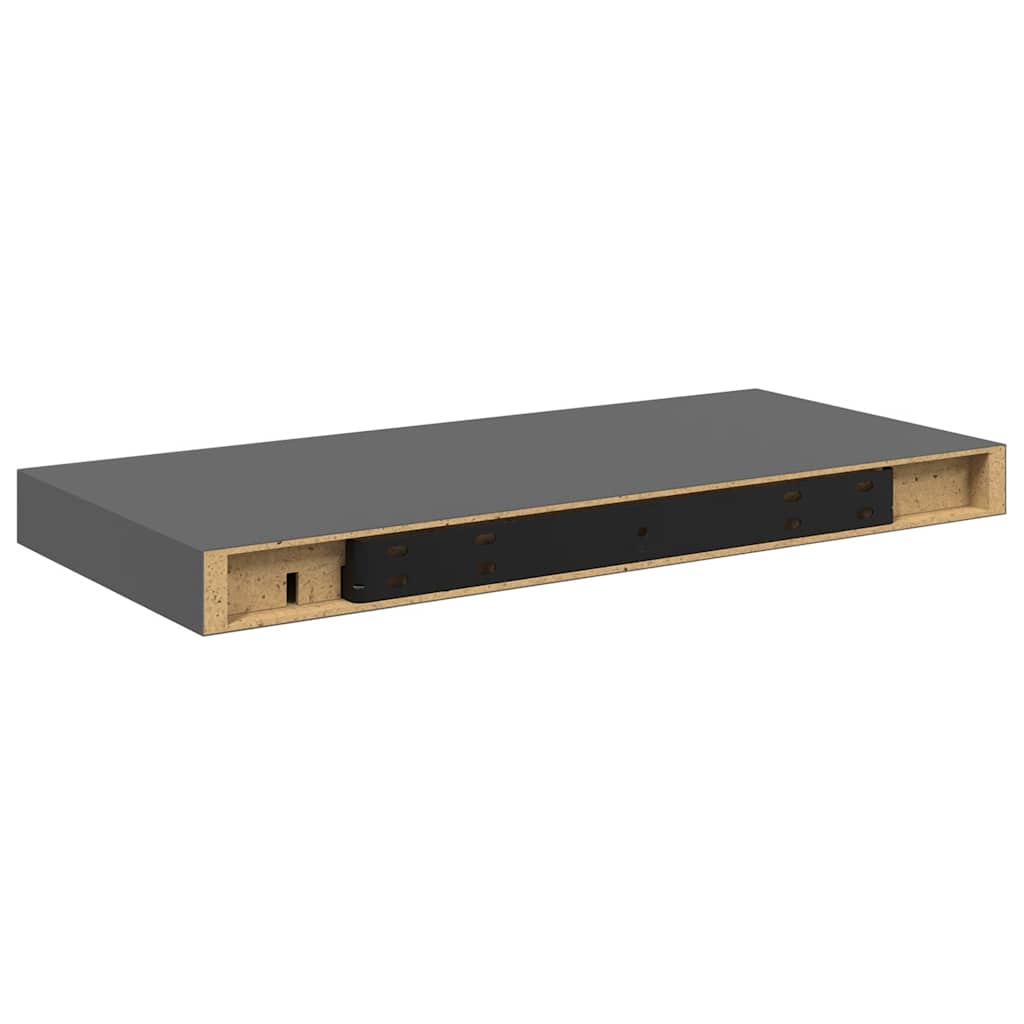 Wandschappen zwevend 2 st 50x23x3,8 cm MDF hoogglans grijs is nu te koop bij PeponiXL, paradijselijk wonen!