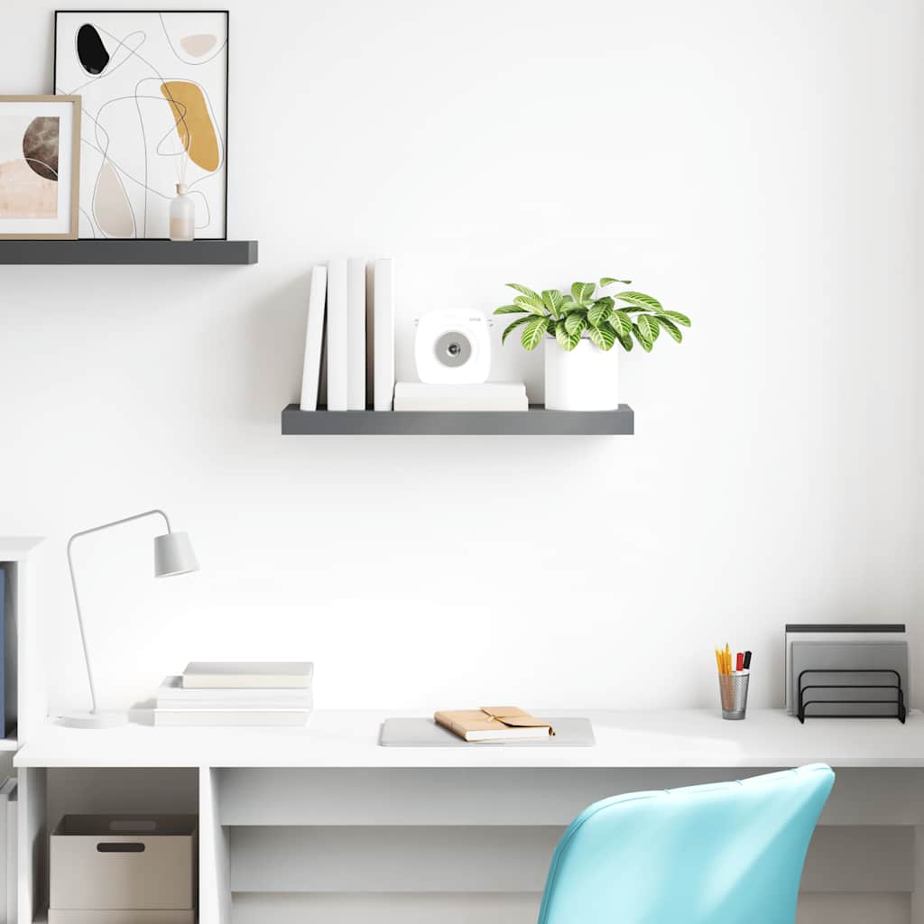 Wandschap zwevend 60x23,5x3,8 cm MDF hoogglans grijs is nu te koop bij PeponiXL, paradijselijk wonen!