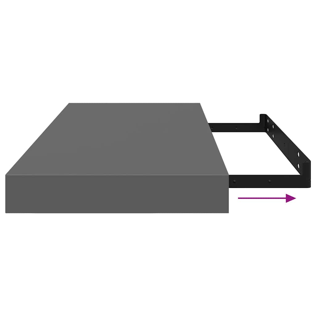 Wandschap zwevend 60x23,5x3,8 cm MDF hoogglans grijs is nu te koop bij PeponiXL, paradijselijk wonen!