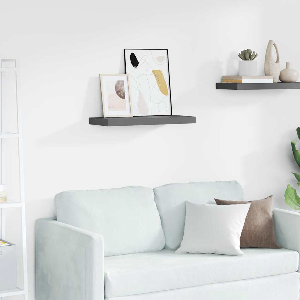 Wandschap zwevend 60x23,5x3,8 cm MDF hoogglans grijs is nu te koop bij PeponiXL, paradijselijk wonen!