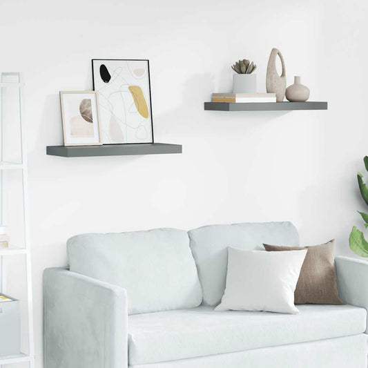 Wandschappen zwevend 2 st 60x23,5x3,8 cm MDF hoogglans grijs is nu te koop bij PeponiXL, paradijselijk wonen!