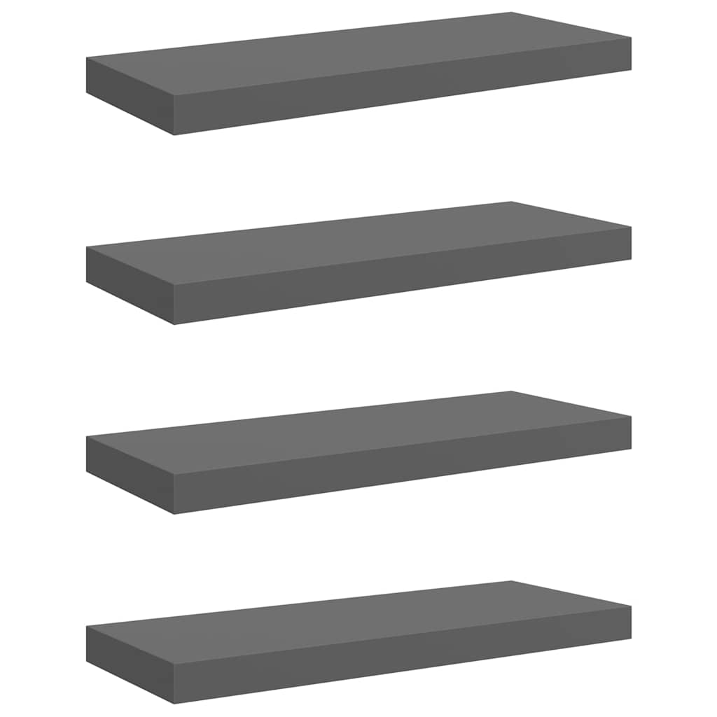 Wandschappen zwevend 4 st 60x23,5x3,8 cm MDF hoogglans grijs is nu te koop bij PeponiXL, paradijselijk wonen!