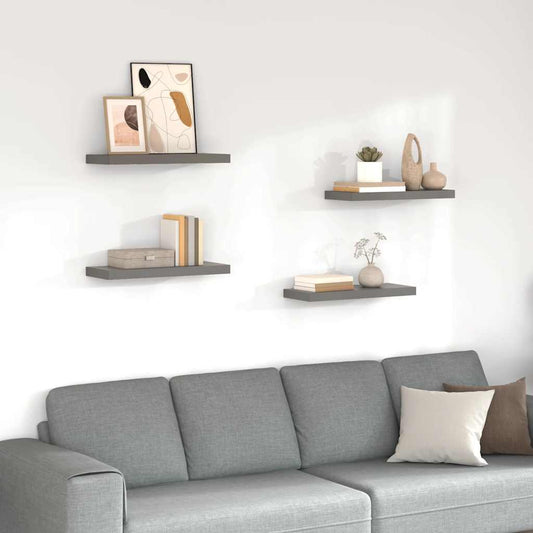 Wandschappen zwevend 4 st 60x23,5x3,8 cm MDF hoogglans grijs is nu te koop bij PeponiXL, paradijselijk wonen!