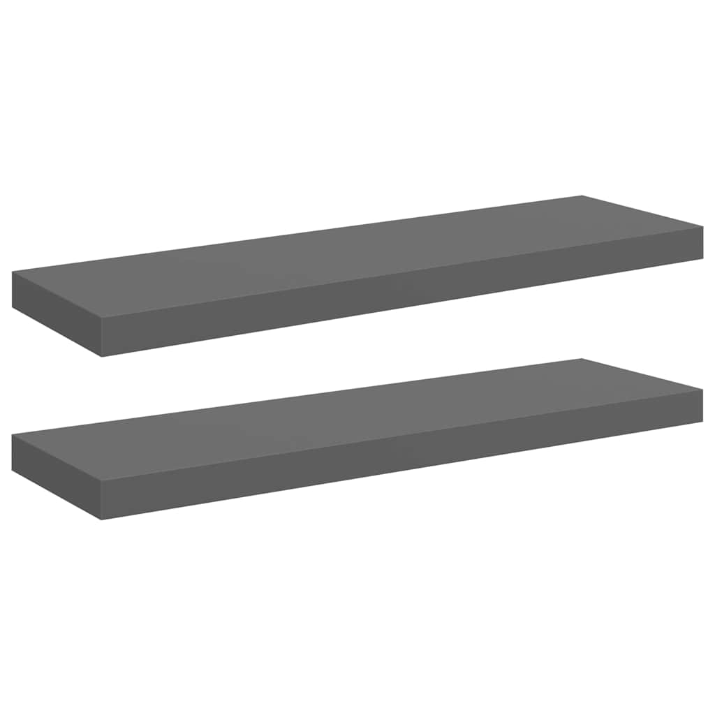 Wandschappen zwevend 2 st 80x23,5x3,8 cm MDF hoogglans grijs is nu te koop bij PeponiXL, paradijselijk wonen!