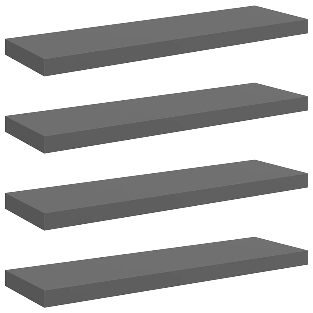 Wandschappen zwevend 4 st 80x23,5x3,8 cm MDF hoogglans grijs is nu te koop bij PeponiXL, paradijselijk wonen!