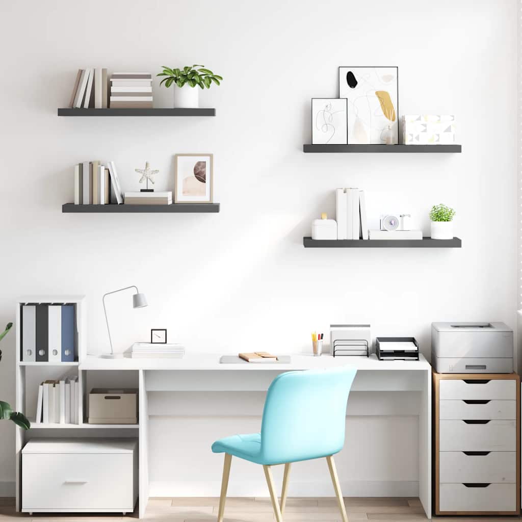Wandschappen zwevend 4 st 80x23,5x3,8 cm MDF hoogglans grijs is nu te koop bij PeponiXL, paradijselijk wonen!