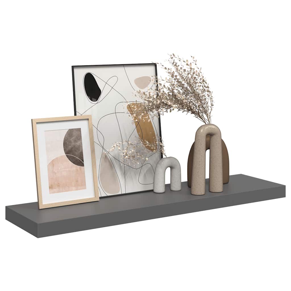 Wandschap zwevend 90x23,5x3,8 cm MDF hoogglans grijs is nu te koop bij PeponiXL, paradijselijk wonen!