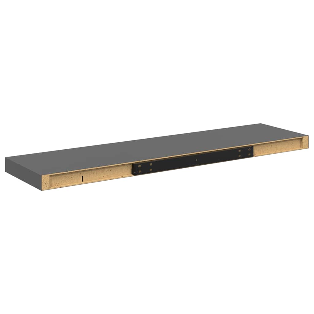 Wandschap zwevend 90x23,5x3,8 cm MDF hoogglans grijs is nu te koop bij PeponiXL, paradijselijk wonen!