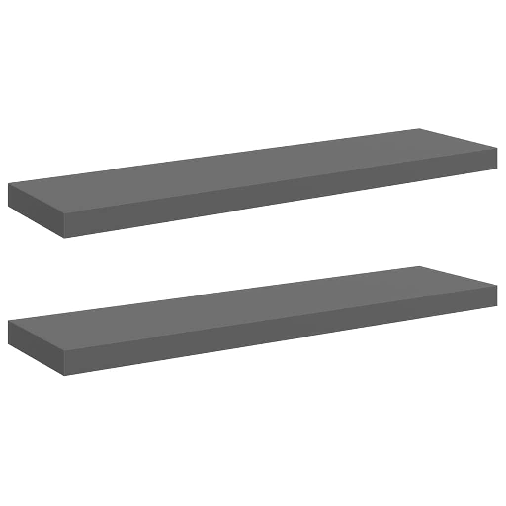 Wandschappen zwevend 2 st 90x23,5x3,8 cm MDF hoogglans grijs is nu te koop bij PeponiXL, paradijselijk wonen!