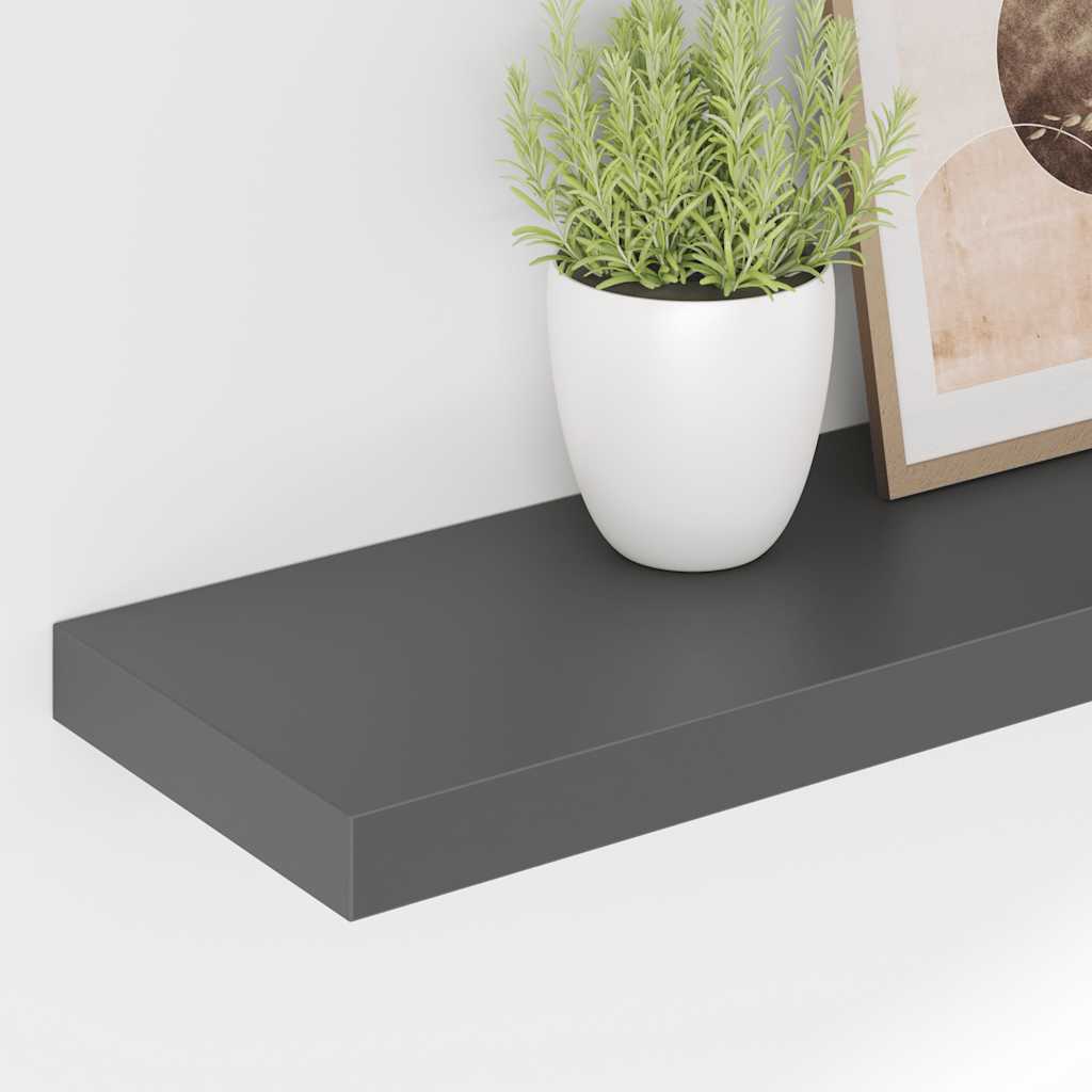 Wandschappen zwevend 2 st 90x23,5x3,8 cm MDF hoogglans grijs is nu te koop bij PeponiXL, paradijselijk wonen!