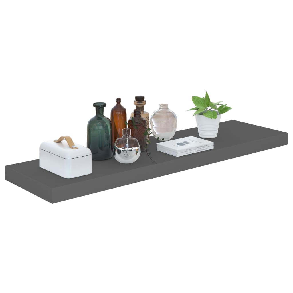 Wandschappen zwevend 2 st 90x23,5x3,8 cm MDF hoogglans grijs is nu te koop bij PeponiXL, paradijselijk wonen!