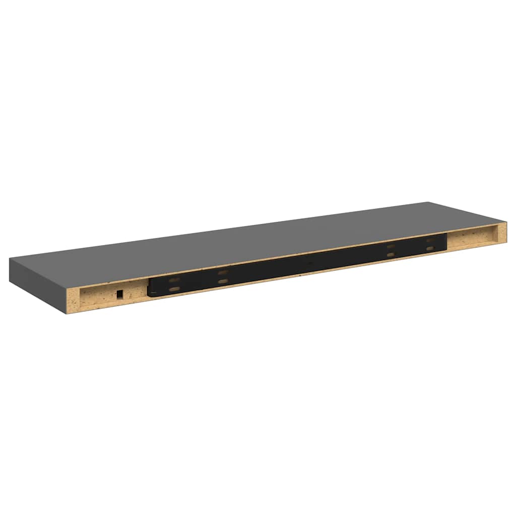 Wandschappen zwevend 2 st 90x23,5x3,8 cm MDF hoogglans grijs is nu te koop bij PeponiXL, paradijselijk wonen!