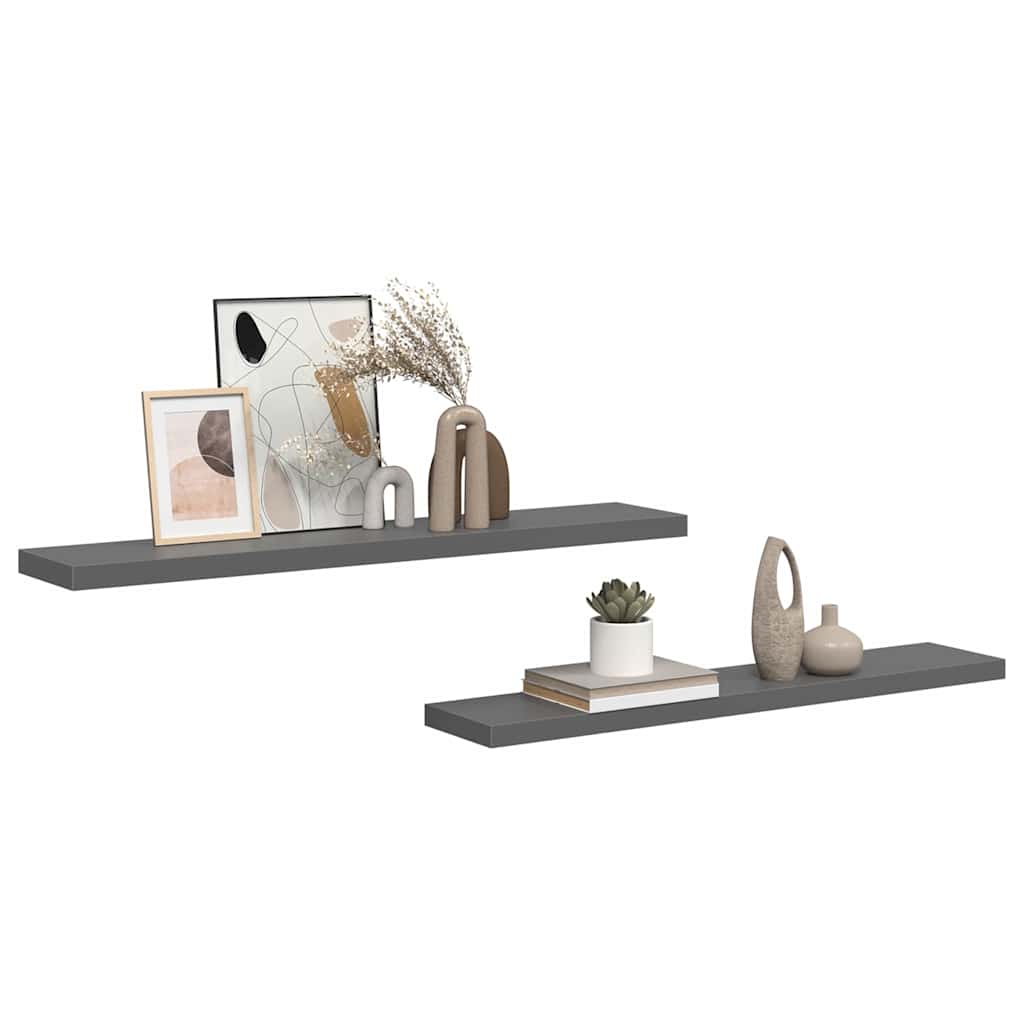 Wandschappen zwevend 2 st 120x23,5x3,8 cm MDF hoogglans grijs is nu te koop bij PeponiXL, paradijselijk wonen!