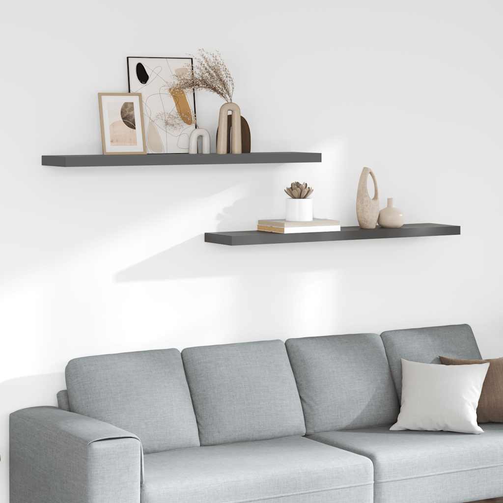 Wandschappen zwevend 2 st 120x23,5x3,8 cm MDF hoogglans grijs is nu te koop bij PeponiXL, paradijselijk wonen!