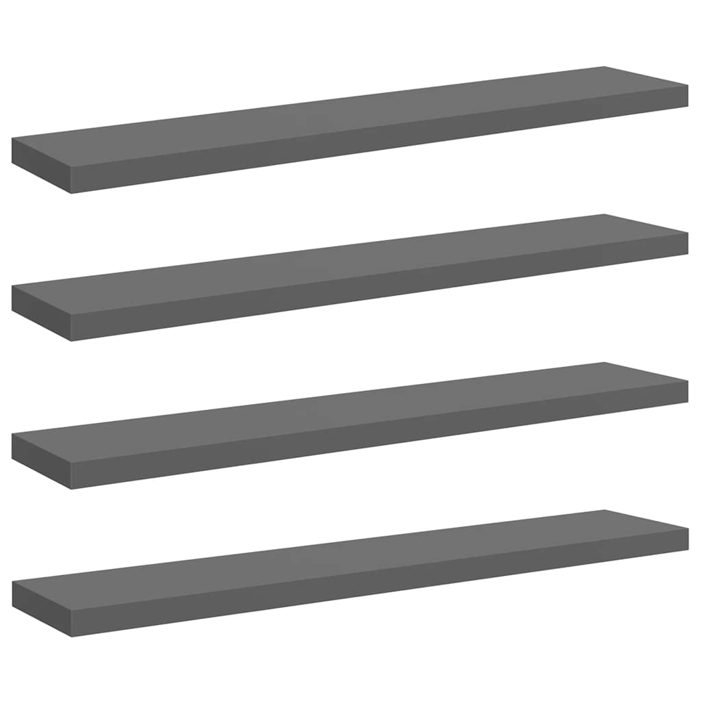 Wandschappen zwevend 4 st 120x23,5x3,8 cm MDF hoogglans grijs is nu te koop bij PeponiXL, paradijselijk wonen!