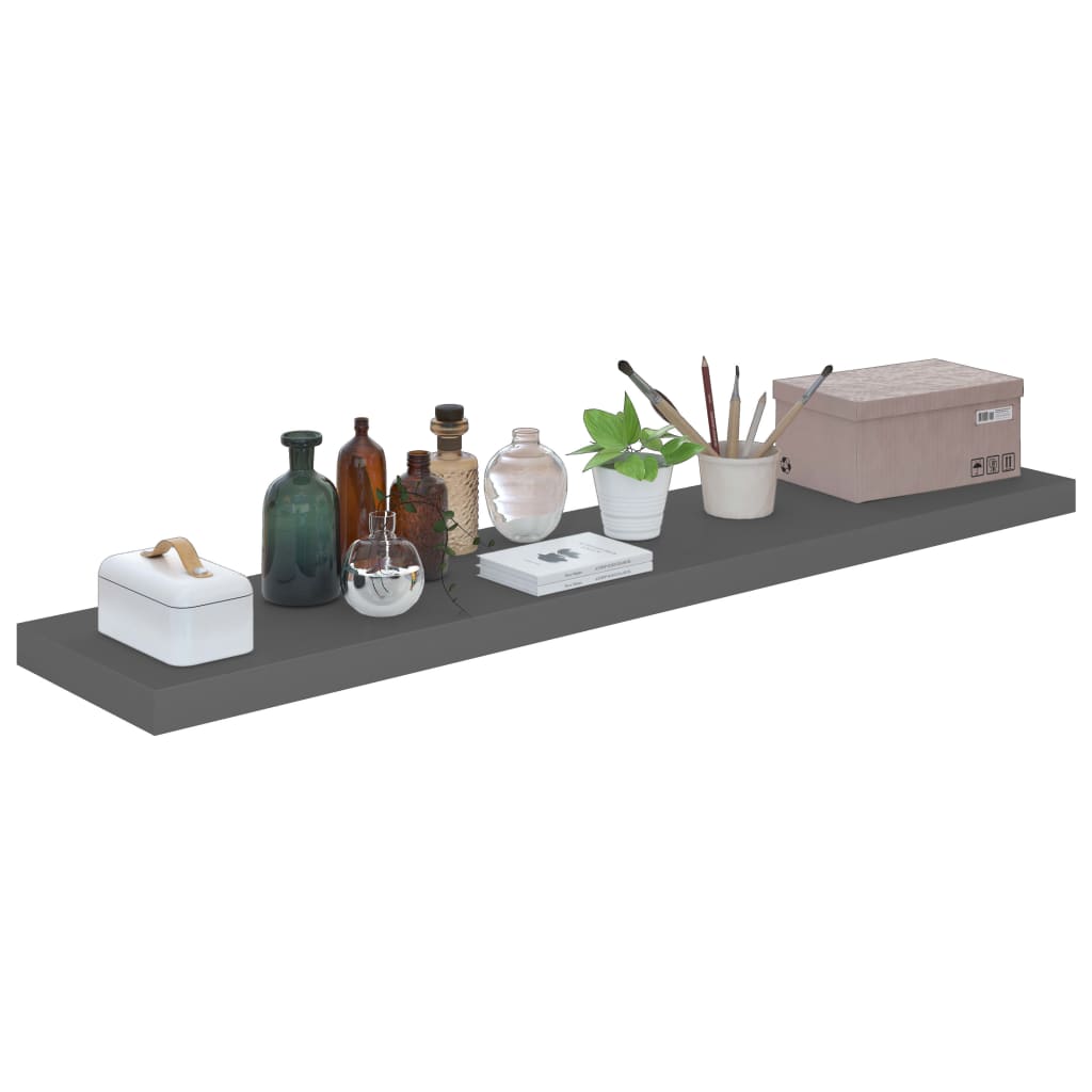 Wandschappen zwevend 4 st 120x23,5x3,8 cm MDF hoogglans grijs is nu te koop bij PeponiXL, paradijselijk wonen!