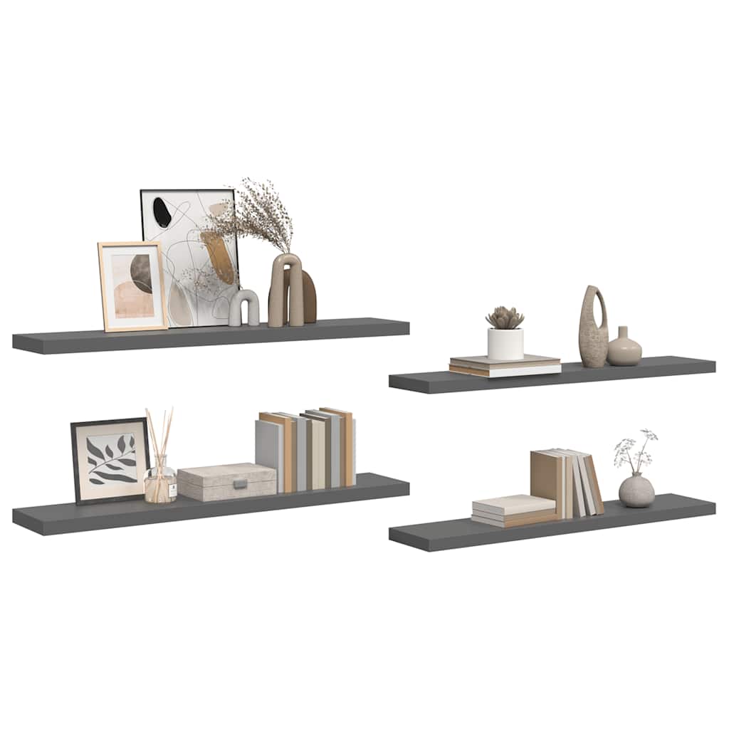 Wandschappen zwevend 4 st 120x23,5x3,8 cm MDF hoogglans grijs is nu te koop bij PeponiXL, paradijselijk wonen!