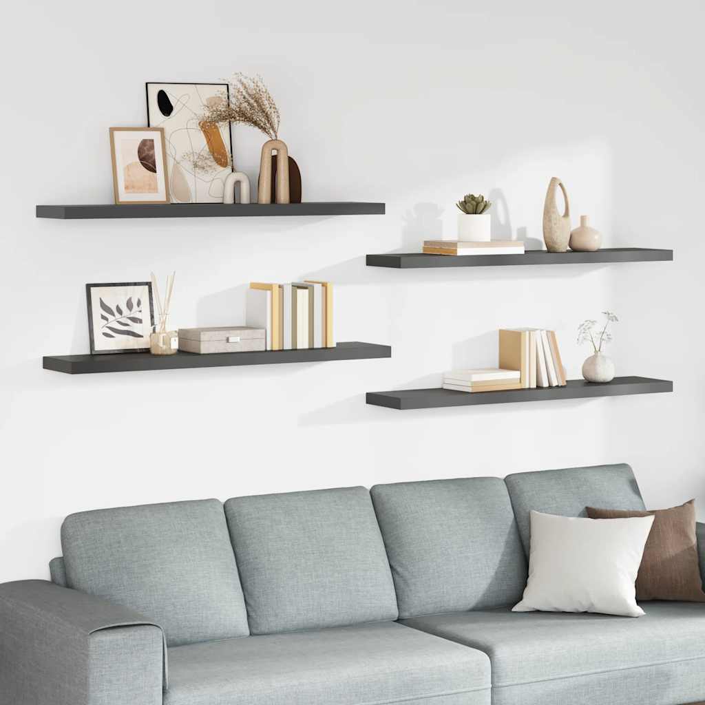 Wandschappen zwevend 4 st 120x23,5x3,8 cm MDF hoogglans grijs is nu te koop bij PeponiXL, paradijselijk wonen!
