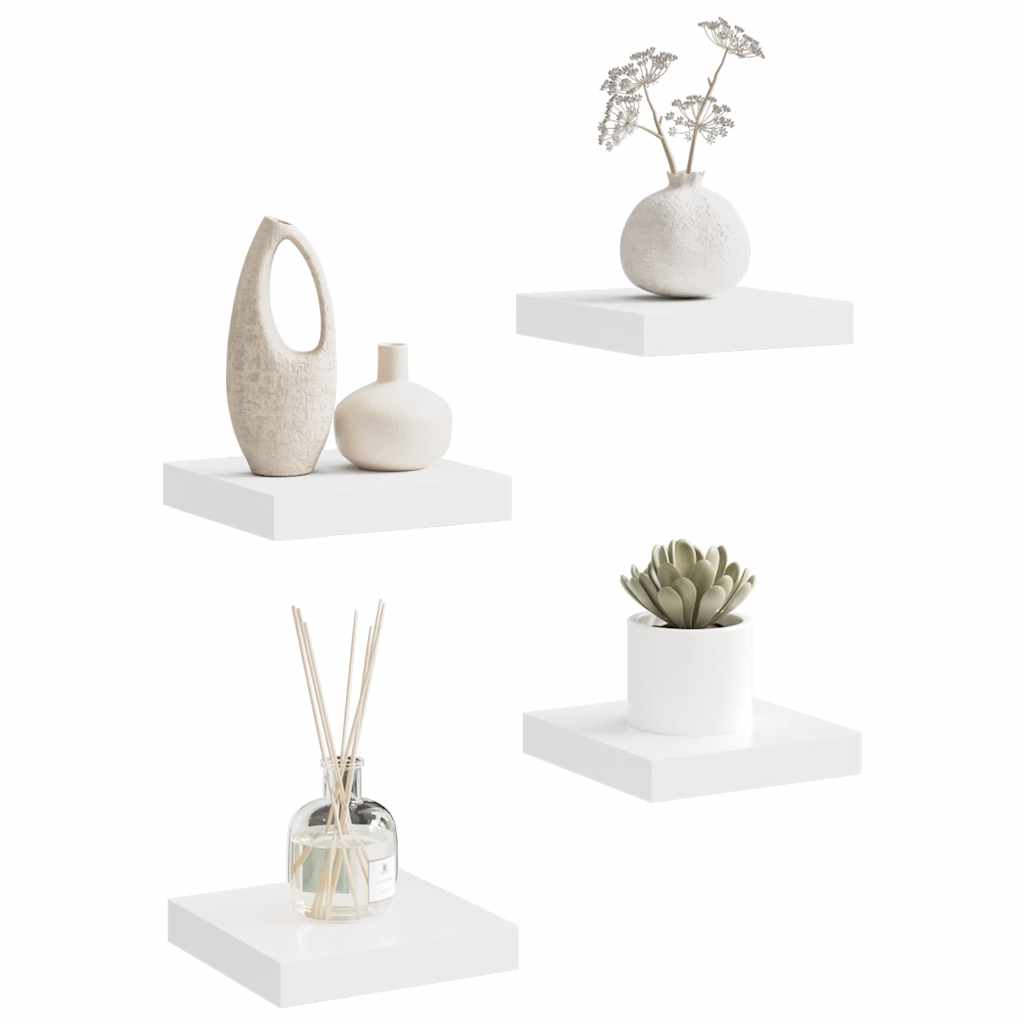 Wandschappen zwevend 4 st 23x23,5x3,8 cm MDF wit is nu te koop bij PeponiXL, paradijselijk wonen!